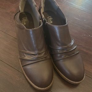 Olive street brown wedge booties